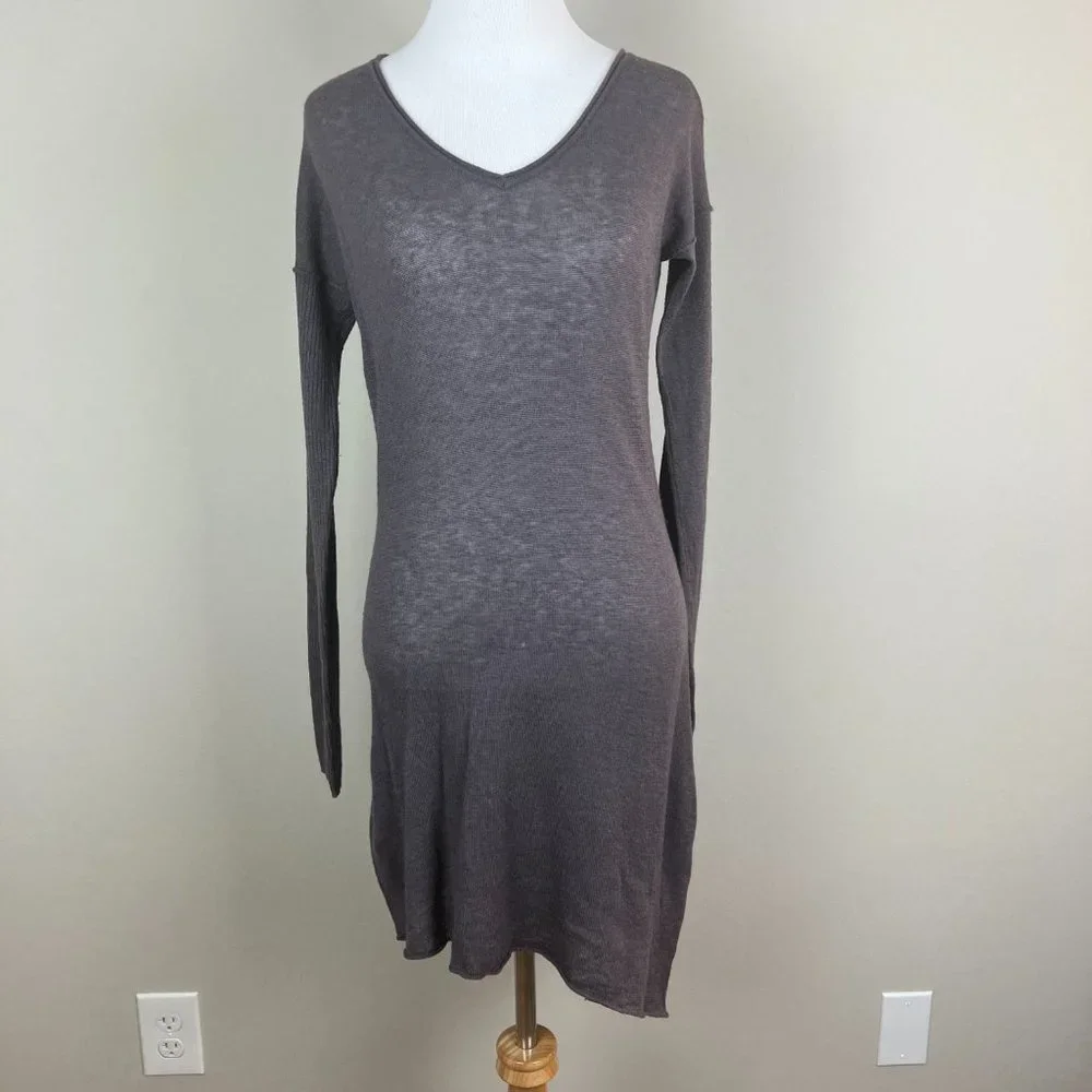 My Tribe Tunic Sweater Womens Small Gray Alpaca Wool Asymmetrical Long‎ Sleeve